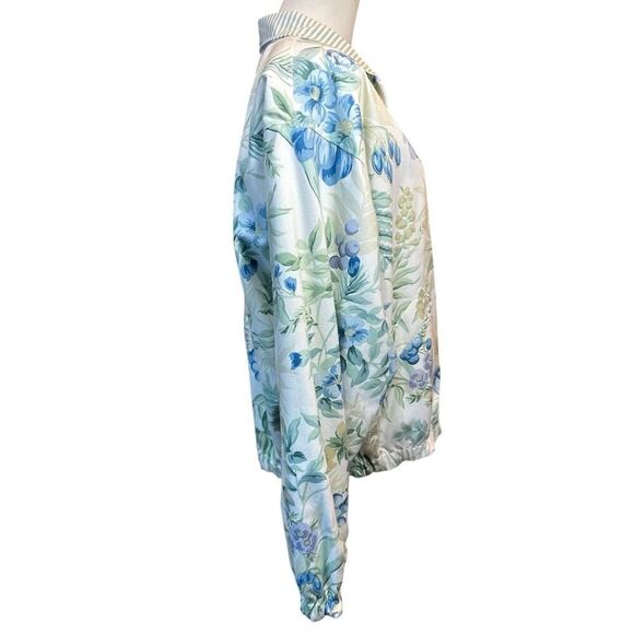 Vintage 90’s Reversible Floral Striped Cottagecore Coquette Zip Up Jacket Large - Picture 5 of 16